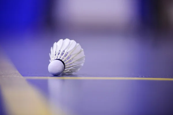 Badmintonbollen och badmintonbana — Stockfoto