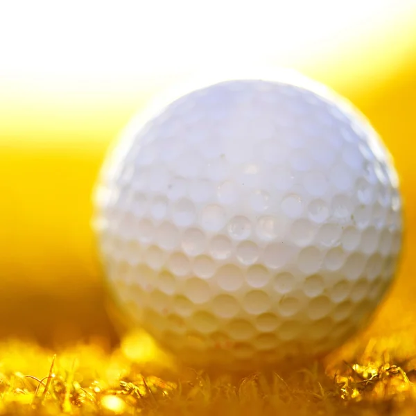 Gröna fält och vit golf ball sanset — Stockfoto