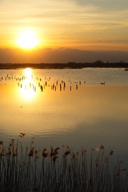 gökyüzü ile göl üzerinde güzel gün batımı