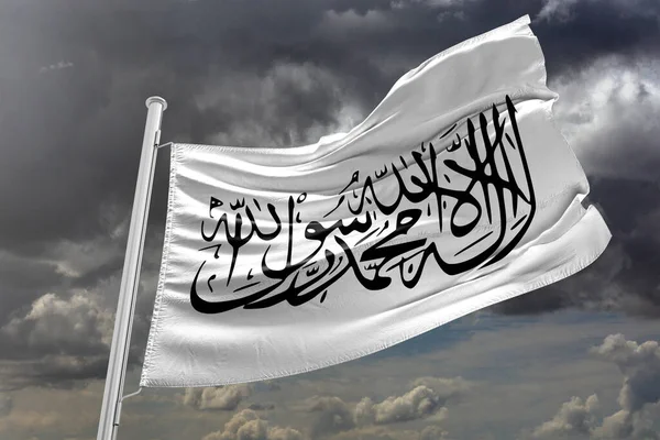 Флаг Афганистана Афганистан Власти Талибов Надпись Шахада Написана Белом Флаге — стоковое фото