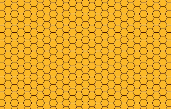 Abeille Hexagonale Motif Brun Ruche Sans Couture Jaune Fond Vectoriel — Image vectorielle