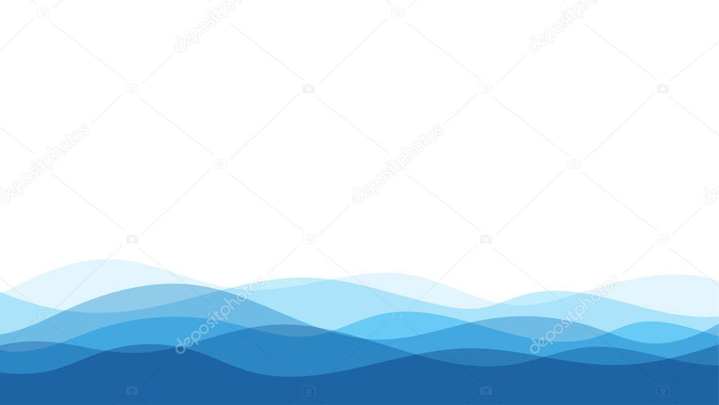 Blue natural water ocean wave layer vector background banner illustration.