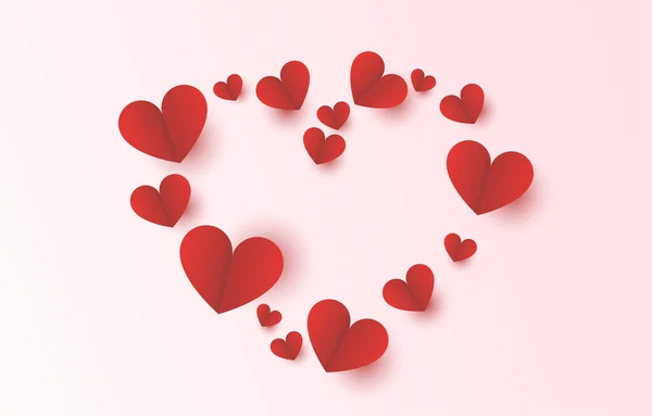 Corazón Rojo Marco Papel Frontera Feliz Día San Valentín Con — Vector de stock