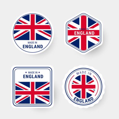 İngiltere bayrağı etiket etiketi rozet toplama vektör illüstrasyonunda yapıldı.