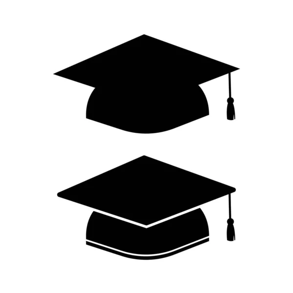 Gradering Cap College Logotyp Vektor Illustration Isolerad Vit Bakgrund — Stock vektor