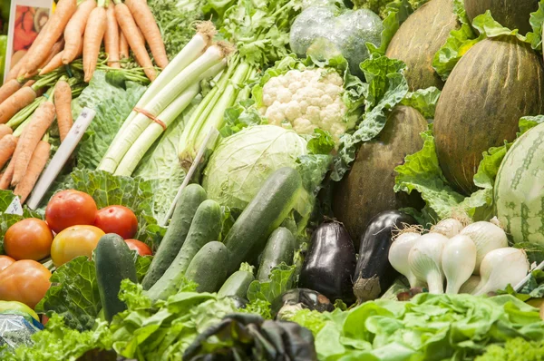 Grupa zielonych warzyw i owoców — Zdjęcie stockowe