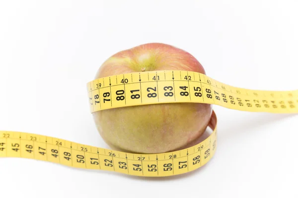 Grüner Apfel mit einem Meter — Stockfoto