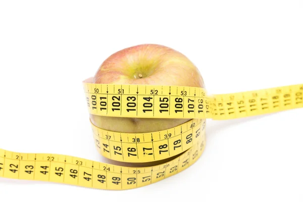 Grüner Apfel mit einem Meter — Stockfoto