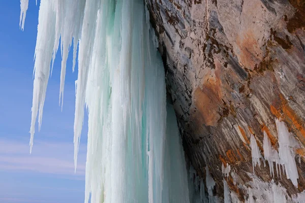 Gün Doğumunda Bir Buz Mağarası Manzarası Grand Island Ulusal Rekreasyon — Stok fotoğraf