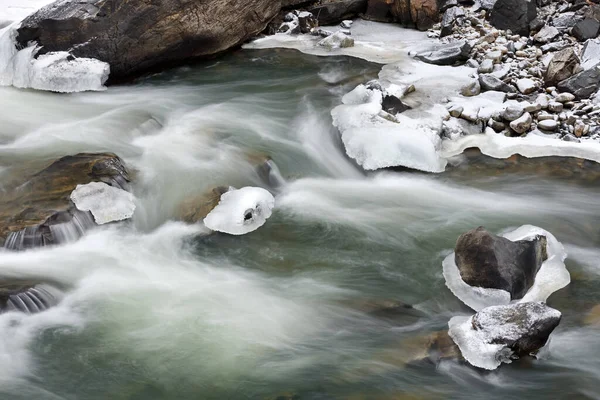 Clear Creek Kış Manzarası Hareket Bulanıklığı Rocky Dağları Colorado Abd — Stok fotoğraf