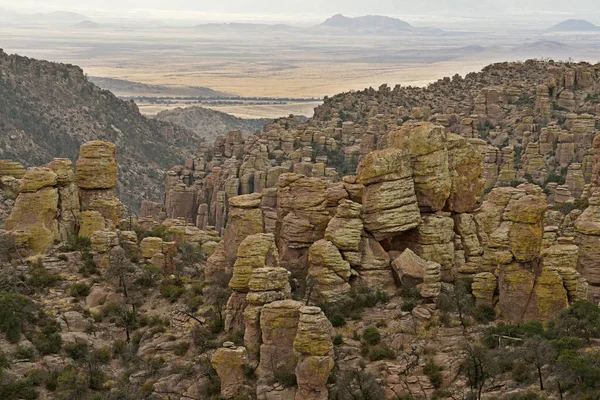 Krajina Chirikahuského Národního Památníku Při Západu Slunce Arizona Usa — Stock fotografie