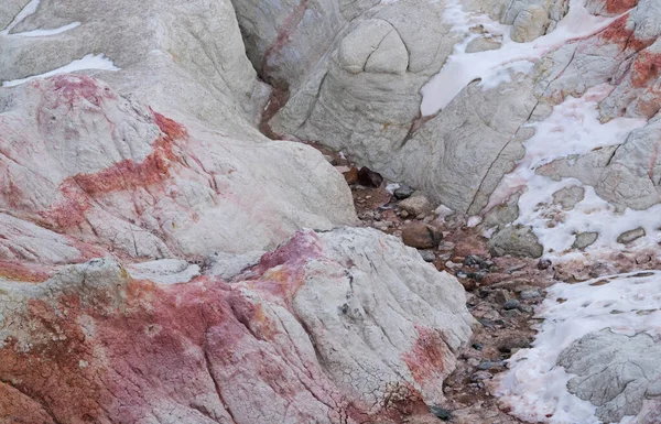 Winterlandschaft Der Geologischen Sandstein Und Tonformationen Paint Mines Interpretive Park — Stockfoto