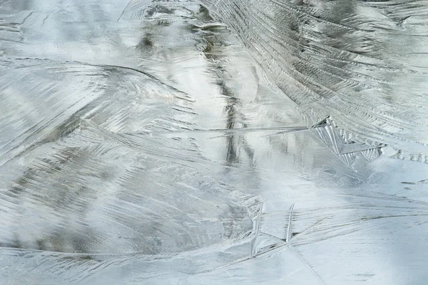 Winter Closeup Abstract Silvery Ice Pattern Eagle Lake Fort Custer — Stock Fotó