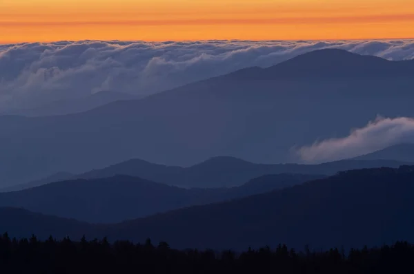 Landschaft Morgengrauen Vom Clingman Dome Great Smoky Mountains National Park — Stockfoto