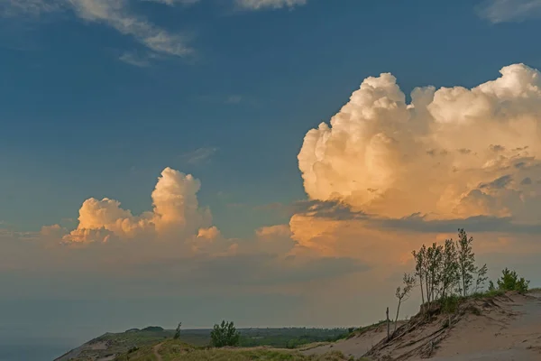 Landscape Sunset Sand Dune Beautiful Clouds Lake Michigan Sleeping Bear — Stock Photo, Image