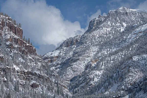 Winter Landscape Snow Flocked Mountainsides San Juan Mountains Ouray Colorado — Stock Photo, Image