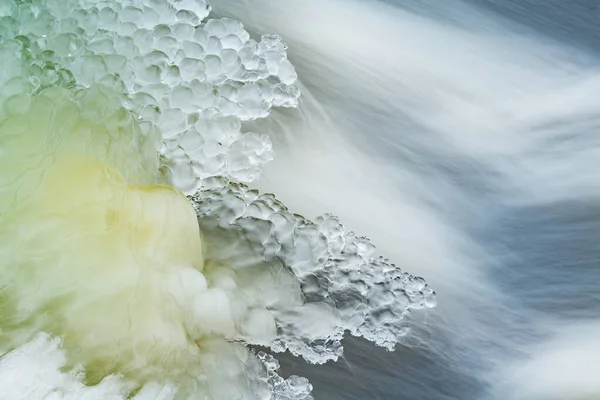 Paisaje Invernal Del Río Battle Creek Rapids Enmarcado Por Hielo — Foto de Stock