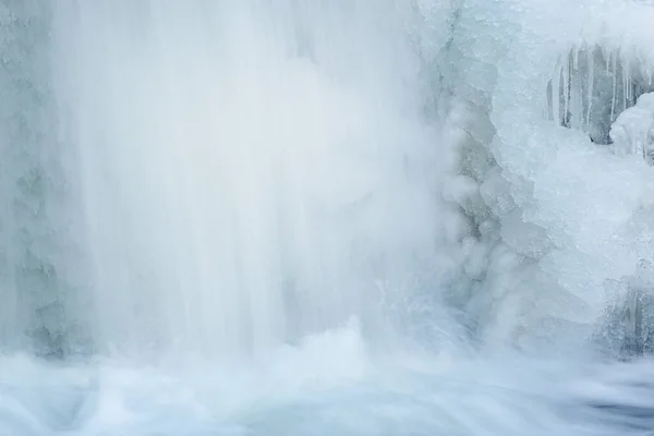 Kış Manzarası Hareket Bulanıklığı Ile Görüntülendi Çerçevelendi Comstock Creek Michigan — Stok fotoğraf