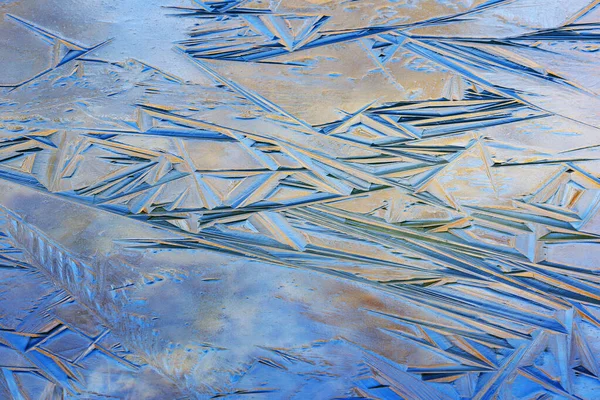 Winter Closeup Abstract Silvery Blue Ice Pattern Eagle Lake Fort — Stock Photo, Image