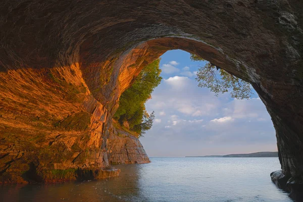 Landschaft Bei Sonnenaufgang Inneren Der Cathedral Sea Cave Grand Island — Stockfoto