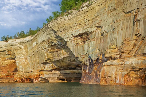 Paisagem Mineral Manchado Arenito Costa Erodida Lago Superior Pictured Rocks — Fotografia de Stock