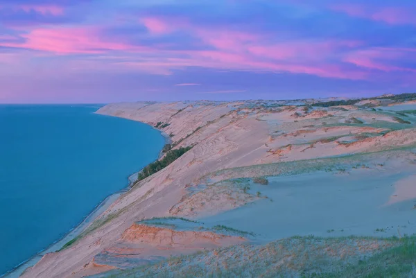 Krajobraz Zmierzchu Grand Sable Dunes Jezioro Superior Górny Półwysep Michigan — Zdjęcie stockowe