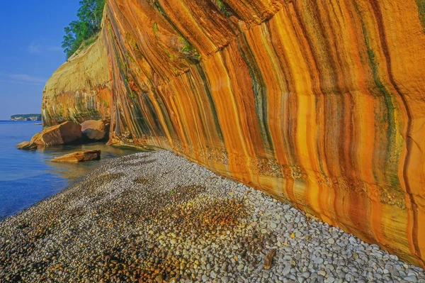 Paisaje Acantilado Manchado Minerales Rocas Foto National Lakeshore Michigan Upper — Foto de Stock