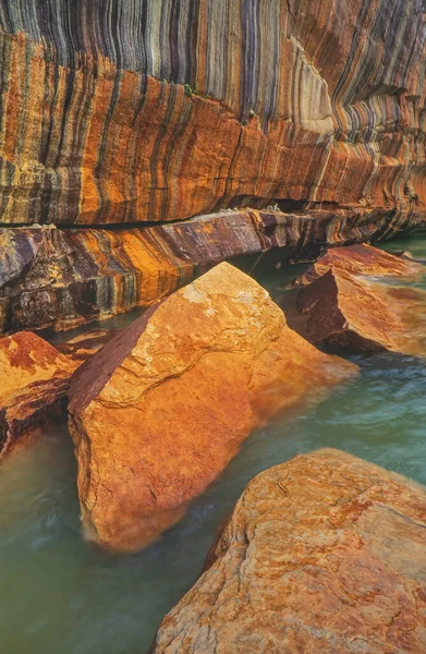 Landscape Mineral Stained Cliff Pictured Rocks National Lakeshore Michigan Upper — Stock Photo, Image
