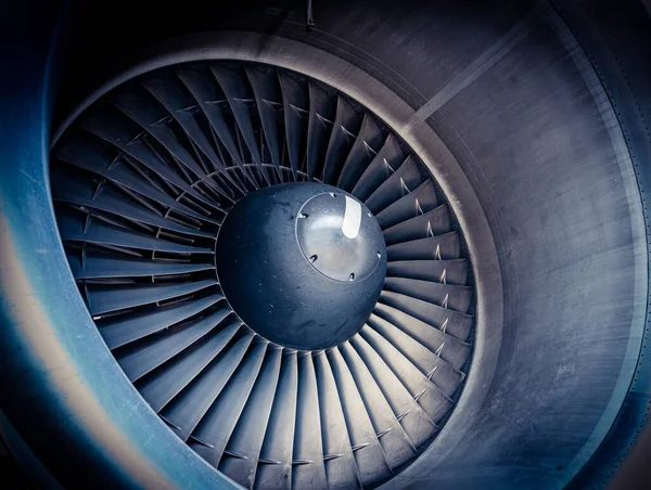 Fan Blades Modern Airplane Turbofan Engine — Stock Photo, Image