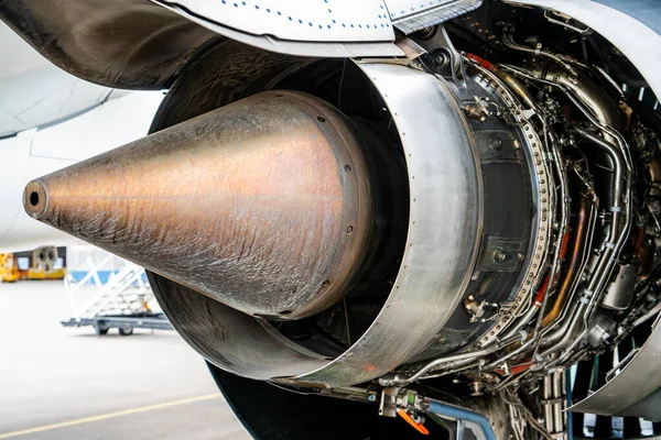 Jet Engine Aircraft Opened Maintenance Period Check Aviation Industrial Service — Stock Photo, Image