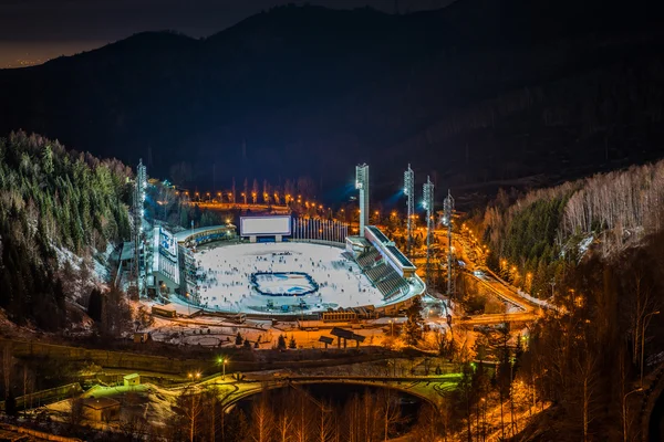 (Medeu) Medeo ijsbaan in Almaty Stockfoto