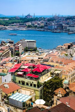 Galata Kulesi, İstanbul ve Türkiye 'den Altın Boynuz' un panoramik manzarası