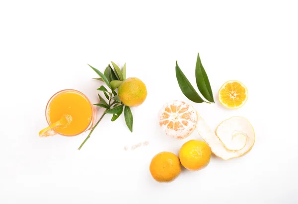 Dos mandarinas frescas sobre fondo blanco —  Fotos de Stock