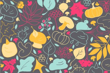 Doodle trend sonbahar elemanları şablon çizimi