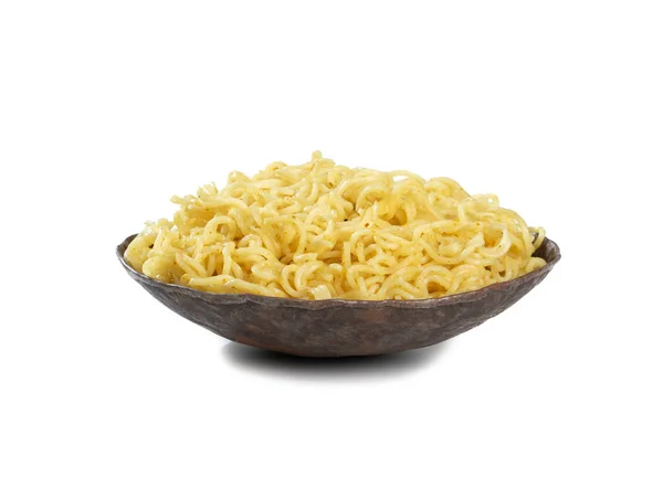 Plain Maggi Noodles Instant Masala Maggi Geïsoleerd Witte Achtergrond — Stockfoto