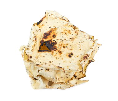 Hint Atıştırmalığı Papadum olarak da bilinir ya da beyaz arka planda izole edilmiş krakerler.