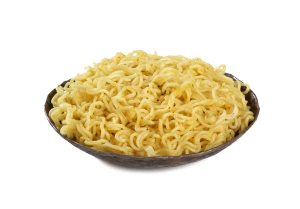 Plain Maggi Noodles Instant Masala Maggi Geïsoleerd Witte Achtergrond — Stockfoto