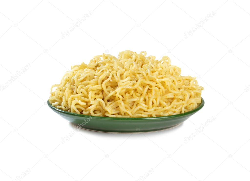 Plain Maggi Noodles, Instant Masala Maggi Isolated on White Background 