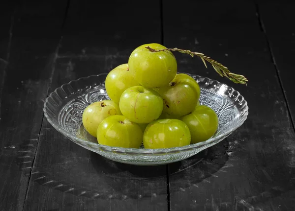 Indian Gooseberry Amla Wooden Vintage Background Stock Picture