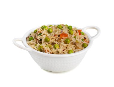 Indian Cuisine Basmati Rice Pilaf, Pulao With Peas or Matar Rice and Vegetables