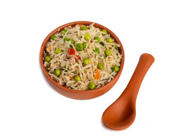 Indian Cuisine Basmati Rice Pilaf, Pulao With Peas or Matar Rice and Vegetables