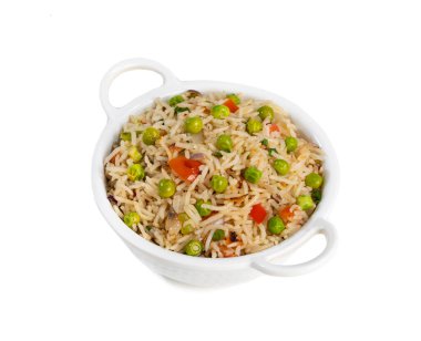 Indian Cuisine Basmati Rice Pilaf, Pulao With Peas or Matar Rice and Vegetables