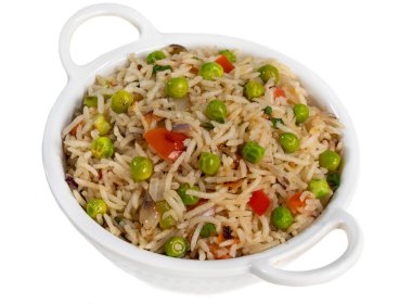 Indian Cuisine Basmati Rice Pilaf, Pulao With Peas or Matar Rice and Vegetables
