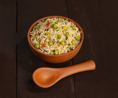 Indian Cuisine Basmati Rice Pilaf, Pulao With Peas or Matar Rice and Vegetables