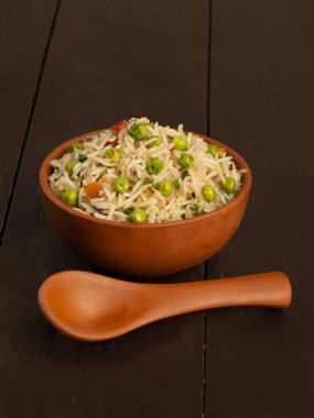 Indian Cuisine Basmati Rice Pilaf, Pulao With Peas or Matar Rice and Vegetables