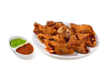 Fresh Fried Spring Rolls isolated on White Background