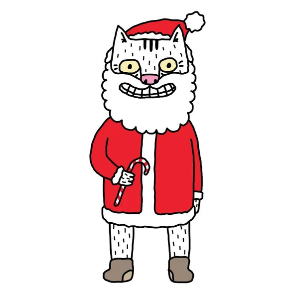 Postal Con Gato Santa Para Nuevo Año — Foto de Stock