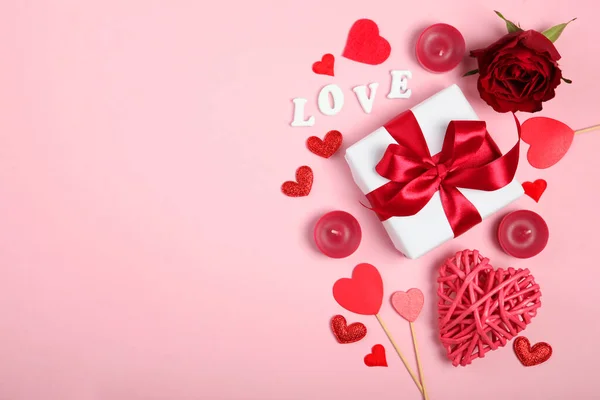 Bellissimo Sfondo Giorno San Valentino Sfondo Colorato Con Posto Testo — Foto Stock