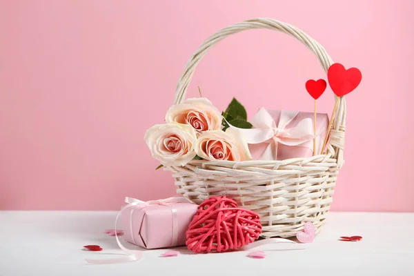 Beautiful Valentine Day Background Colored Background Place Text — Stock Photo, Image