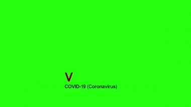 Covid 19 (Coronavirus) aşısı enjekte edilen unvan animasyonu. Covid 19 mikrobu enjekte eden bir şırınga. 2D resim simgesi yeşil ekran animasyonu. 4k Video. 